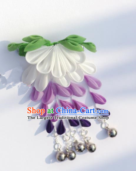 Japanese Geisha Kimono Bells Tassel Hair Claw Hairpins Traditional Yamato Hair Accessories for Women