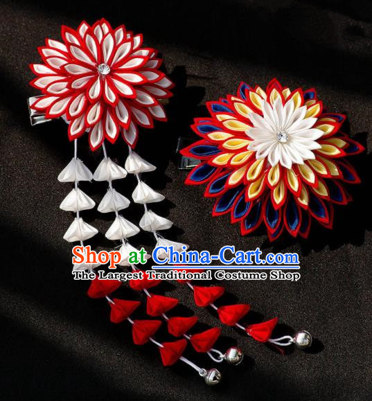 Japanese Geisha Kimono Hair Claw Chrysanthemum Tassel Hairpins Traditional Yamato Hair Accessories for Women