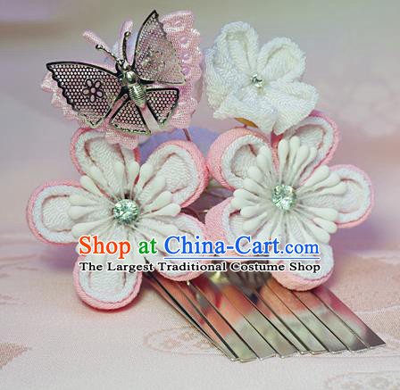 Japanese Geisha Kimono Sakura Butterfly Hair Claw Tassel Hairpins Traditional Yamato Hair Accessories for Women