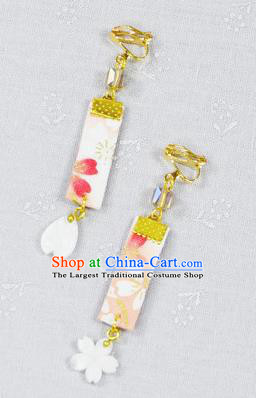 Japanese Geisha Oiran Kimono Beige Earrings Traditional Yamato Ear Accessories for Women