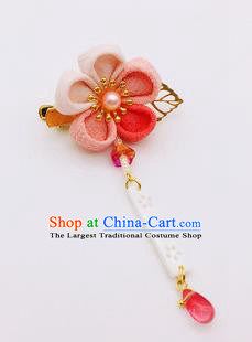 Japanese Geisha Courtesan Kimono Pink Plum Hair Claw Hairpins Traditional Yamato Hair Accessories for Women