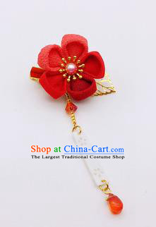 Japanese Geisha Courtesan Kimono Red Plum Hair Claw Hairpins Traditional Yamato Hair Accessories for Women