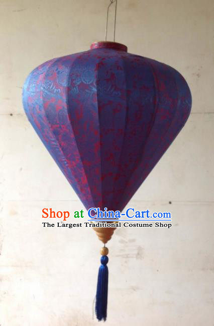 Chinese Traditional Purple Hanging Lantern New Year Handmade Painting Peony Palace Lanterns