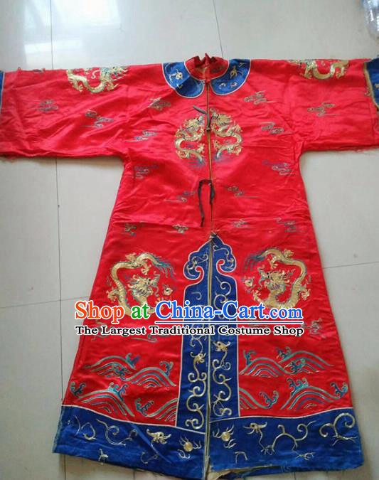 Chinese Traditional Tang Suit Embroidered Red Cheongsam National Costume Qipao Dress for Women