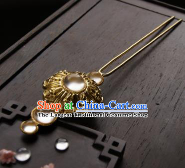 Chinese Ancient Ming Dynasty Queen Lotus Hairpins Golden Hair Clip Traditional Hanfu Hair Accessories for Women