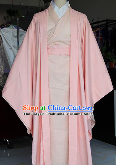 Chinese Ancient Drama Nobility Childe Pink Costumes Traditional Jin Dynasty Swordsman Clothing for Men