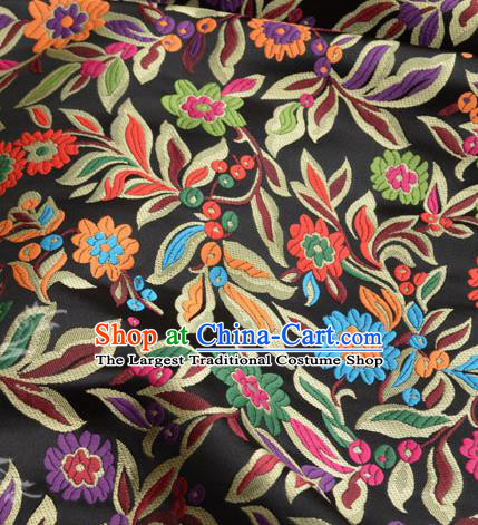 Traditional Chinese Royal Lucky Pattern Design Black Brocade Silk Fabric Asian Satin Material