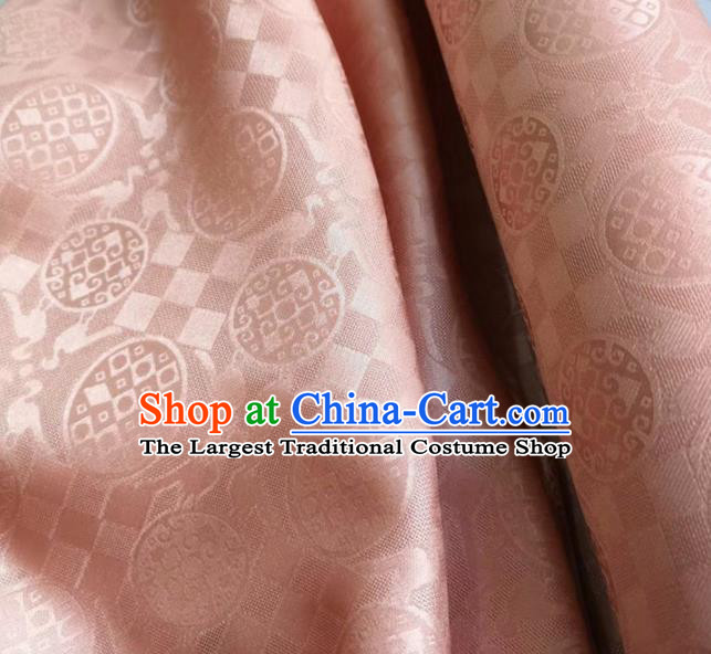 Traditional Chinese Royal Pattern Design Pink Brocade Silk Fabric Asian Satin Material