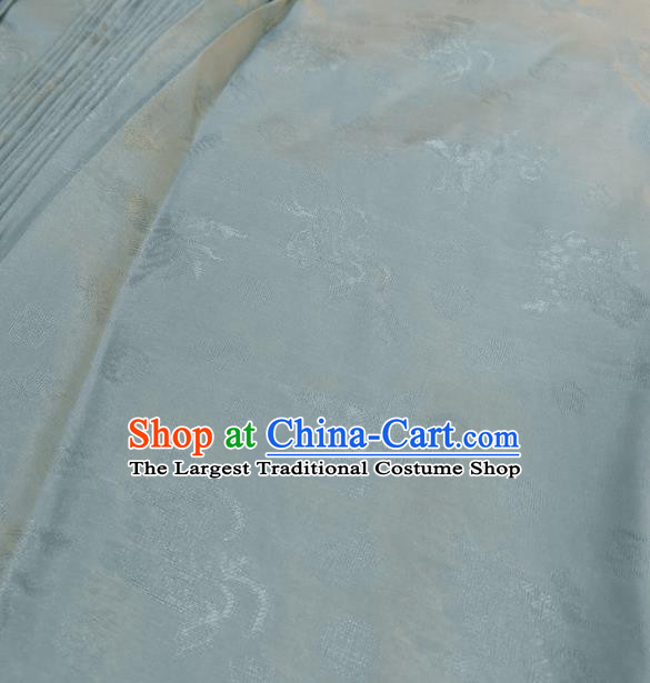 Traditional Chinese Royal Pattern Design Light Blue Brocade Silk Fabric Asian Satin Material