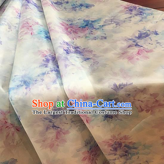 Chinese Traditional Peony Pattern Design Beige Silk Fabric Brocade Asian Satin Material