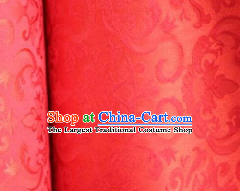 Chinese Traditional Scroll Pattern Design Red Satin Hanfu Brocade Fabric Asian Silk Material