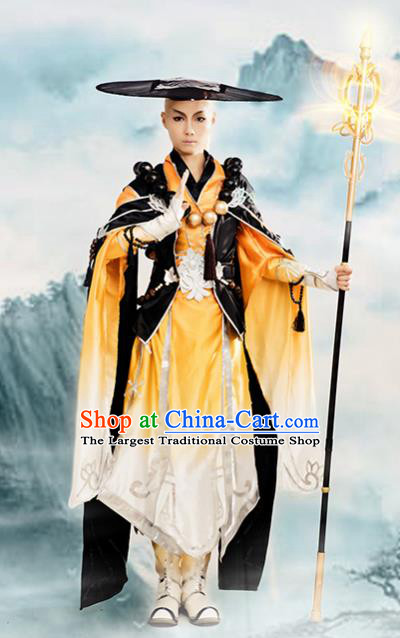 Chinese Ancient Cosplay Knight Monk Clothing Traditional Hanfu Swordsman Costume for Men