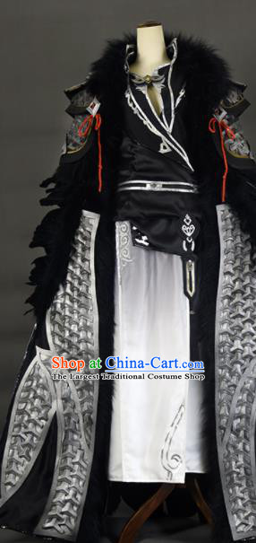 Chinese Ancient Cosplay Knight King Black Clothing Traditional Hanfu Swordsman Costume for Men