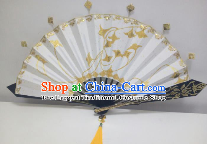 Chinese Ancient Cosplay Hanfu Folding Fan Traditional Handmade White Fans for Women