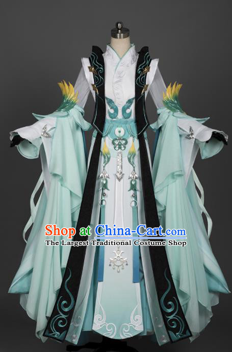 Chinese Ancient Cosplay Imperial Consort Female Knight Green Dress Traditional Hanfu Princess Swordsman Costume for Women