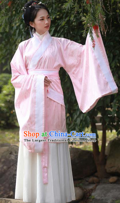 Chinese Traditional Han Dynasty Court Princess Replica Costumes Ancient Palace Lady Curving Front Robe Hanfu Dress for Women