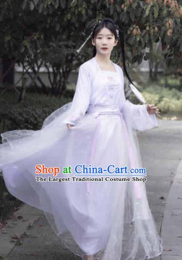 Chinese Ancient Cosplay Fairy Swordsman White Dress Traditional Hanfu Princess Costume for Women