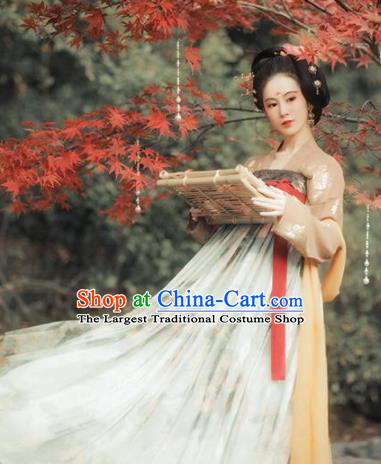 Chinese Traditional Tang Dynasty Court Princess Replica Costumes Ancient Imperial Consort Hanfu Dress for Women