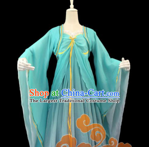 Chinese Traditional Cosplay Fairy Princess Green Dress Custom Ancient Swordswoman Costume for Women