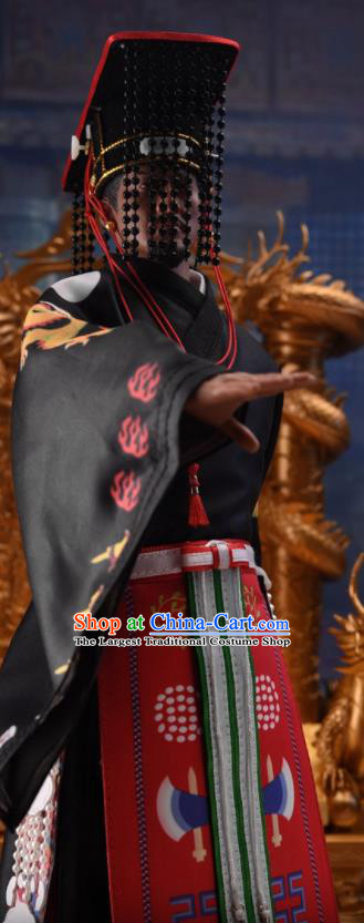 Chinese Ancient Emperor Clothing Traditional Qin Dynasty King Ying Zheng Costumes and Hat Complete Set for Men