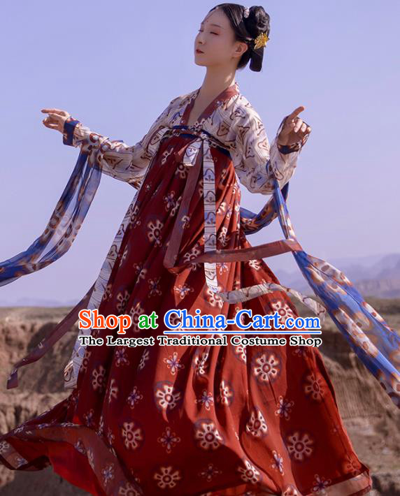 Chinese Ancient Tang Dynasty Court Maid Hanfu Dress Traditional Palace Odalisque Costumes for Women