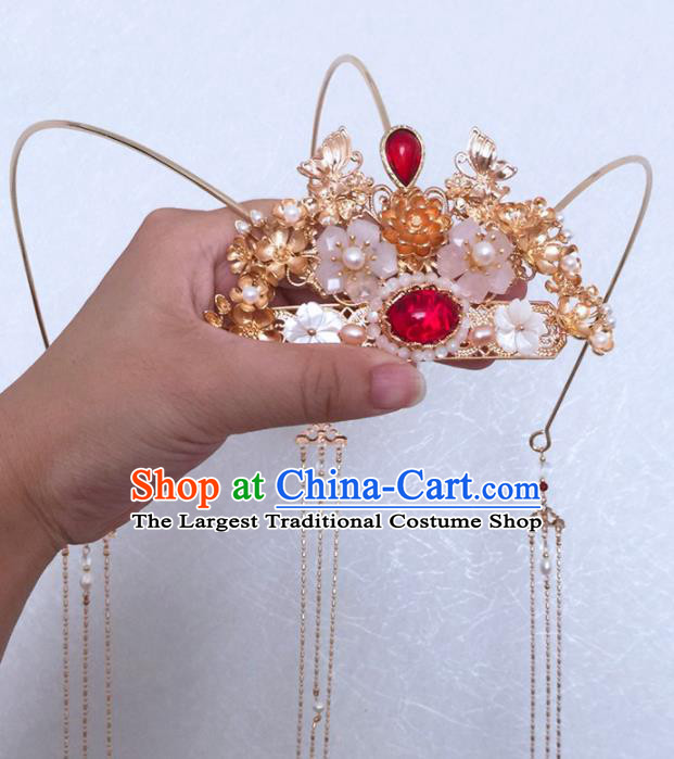 Chinese Handmade Ancient Princess Tassel Hair Crown Hairpins Traditional Hanfu Hair Accessories for Women