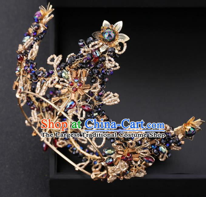 Top Grade Handmade Baroque Black Royal Crown Traditional Princess Wedding Hair Accessories for Women