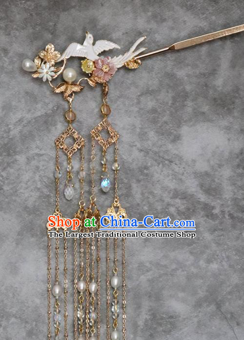 Chinese Ancient Princess Pearls Tassel Hairpins Traditional Handmade Hanfu Hair Accessories for Women