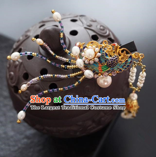 Chinese Ancient Princess Cloisonne Phoenix Hair Claw Hairpins Traditional Handmade Hanfu Hair Accessories for Women