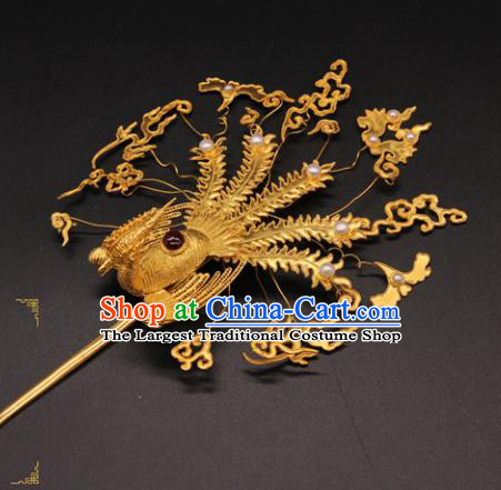 Chinese Ancient Ming Dynasty Empress Phoenix Hairpins Traditional Hanfu Court Hair Accessories for Women