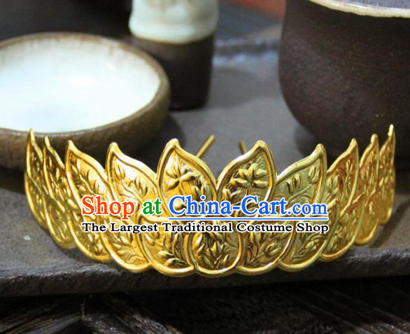 Chinese Ancient Princess Golden Hair Crown Hairpins Traditional Handmade Hanfu Hair Accessories for Women