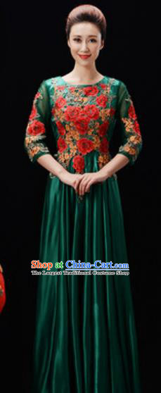 Customized Chorus Costumes Professional Modern Dance Stage Performance Green Dress for Women