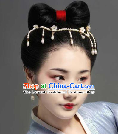 Chinese Ancient Princess Pearls Tassel Hair Clasp Hairpins Traditional Handmade Hanfu Hair Accessories for Women