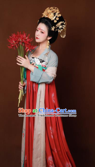 Traditional Chinese Tang Dynasty Imperial Consort Hanfu Dress Ancient Drama Court Lady Replica Costumes for Women