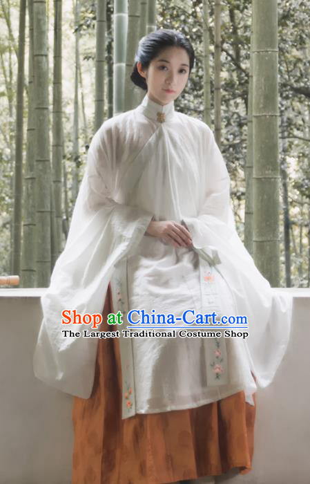 Traditional Chinese Ming Dynasty Palace Lady White Long Gown Ancient Drama Princess Replica Costumes for Women