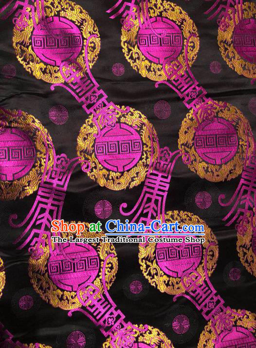 Asian Chinese Traditional Pattern Design Black Brocade Fabric Cheongsam Silk Material