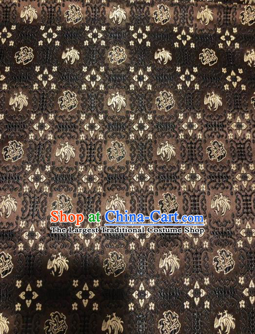 Asian Chinese Traditional Pattern Design Brown Brocade Fabric Cheongsam Silk Material