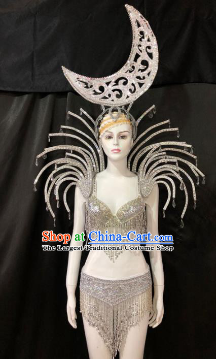 Customized Halloween Samba Dance Costumes Brazil Parade Giant Backboard and Headpiece for Women