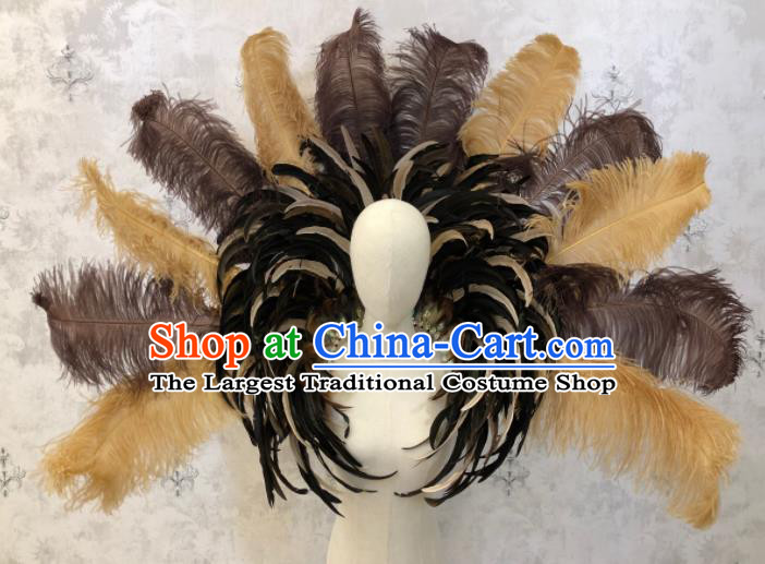 Customized Halloween Samba Dance Prop Brazil Parade Black Feather Giant Backboard for Women