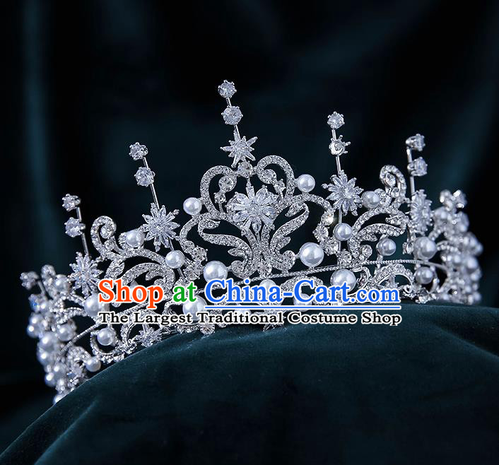 Top Grade Handmade Princess Zircon Stars Royal Crown Wedding Bride Hair Accessories for Women