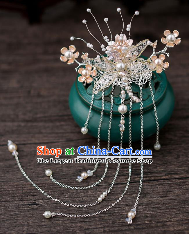 Top Chinese Traditional Pearls Dragonfly Hair Claw Handmade Hanfu Hairpins Hair Accessories for Women