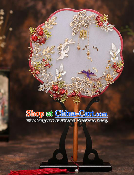 Chinese Traditional Wedding Prop Silk Fan Ancient Bride Palace Fans for Women