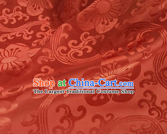 Asian Chinese Traditional Plum Pattern Design Orange Brocade China Hanfu Satin Fabric Material