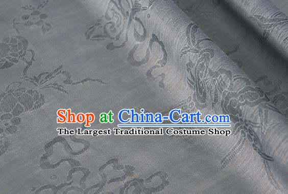 Asian Chinese Traditional Auspicious Pattern Design Grey Brocade China Hanfu Silk Fabric Material