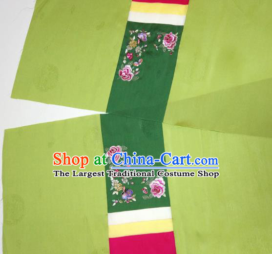 Asian Chinese Traditional Embroidered Peony Pattern Design Green Silk Fabric China Hanfu Silk Material