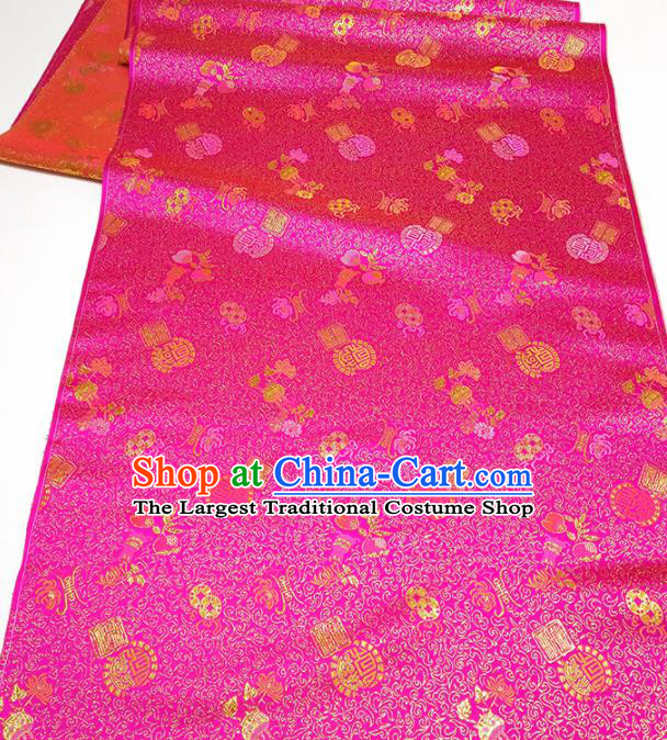 Asian Chinese Traditional Auspicious Pattern Design Rosy Brocade Silk Fabric China Hanfu Satin Material