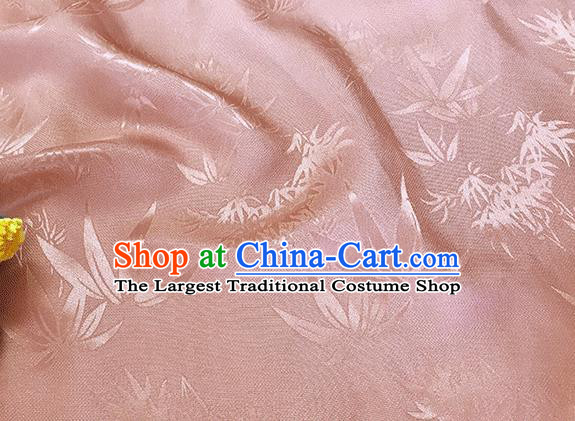 Asian Chinese Traditional Bamboo Leaf Pattern Design Pink Silk Fabric China Qipao Material