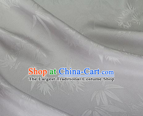 Asian Chinese Traditional Bamboo Leaf Pattern Design Light Grey Silk Fabric China Qipao Material