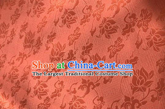 Asian Chinese Traditional Peony Pattern Design Orange Satin China Qipao Silk Fabric Material