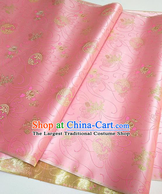 Asian Chinese Traditional Chrysanthemum Pattern Design Pink Brocade Silk Fabric China Hanfu Satin Material